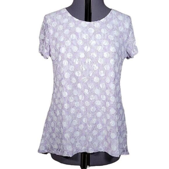 Susan Graver Tops - NWOT Susan Graver Printed Stretch Lace Peplum Top Sz XS